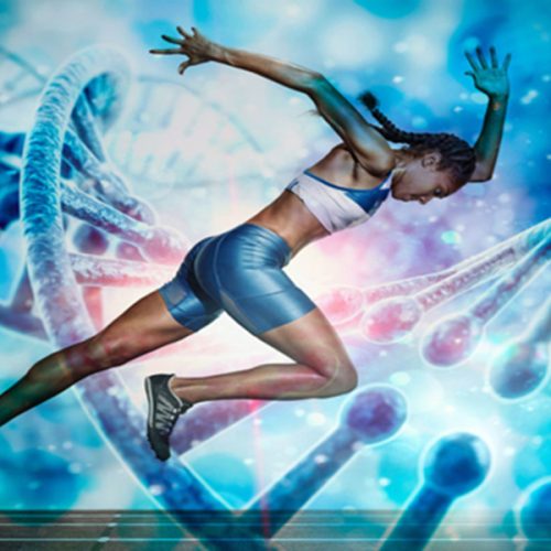 The Young african woman running on runing track on white background. Studio shot
